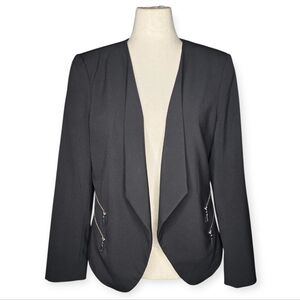 Vince Camuto Black Open Front Blazer Jacket Zipper Pockets Size 14